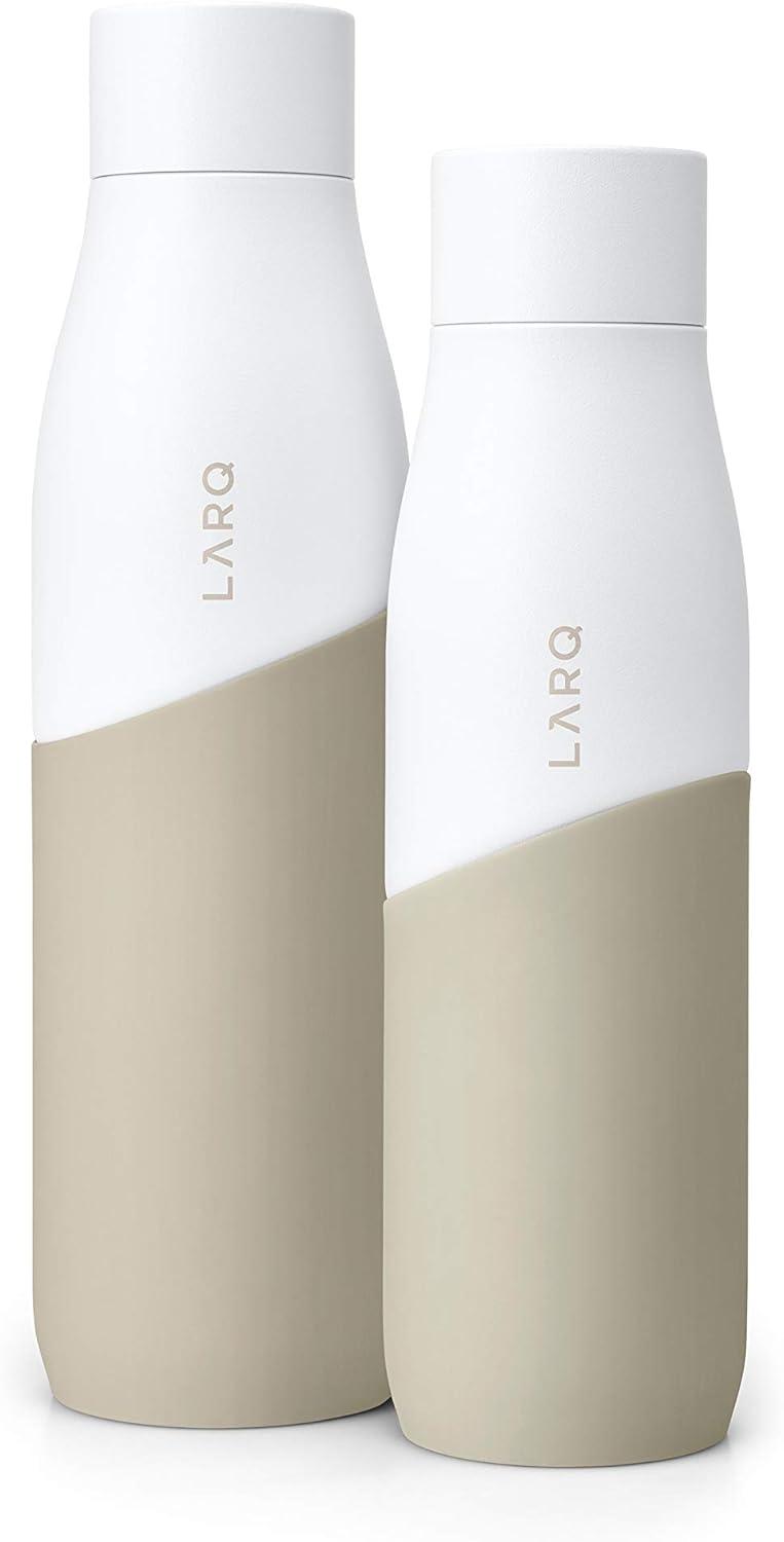 image:imageLARQ Bottle Movement PureVis 24 oz Lightweight SelfCleaning and NonInsulated Stainless Steel Water Bottle with UV Water Purifier Reusable amp Travel Friendly BlackOnyxWhiteDune