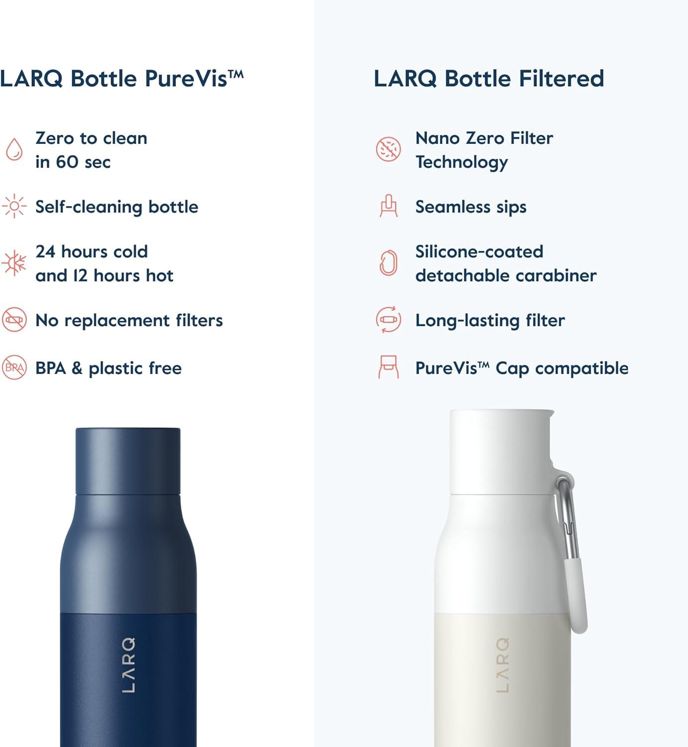 image:imageLARQ Bottle PureVis 17 oz SelfCleaning and Insulated Stainless Steel Water Bottle with UV Water Purifier and Awardwinning Design Reusable amp Travel Friendly Monaco BlueMonaco Blue