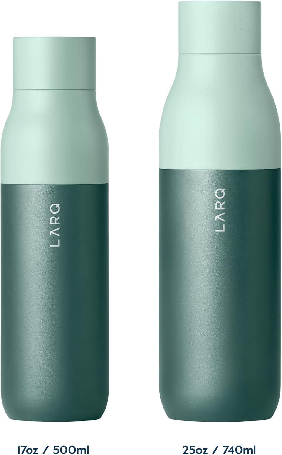 image:imageLARQ Bottle PureVis 17 oz SelfCleaning and Insulated Stainless Steel Water Bottle with UV Water Purifier and Awardwinning Design Reusable amp Travel Friendly Monaco BlueEucalyptus Green