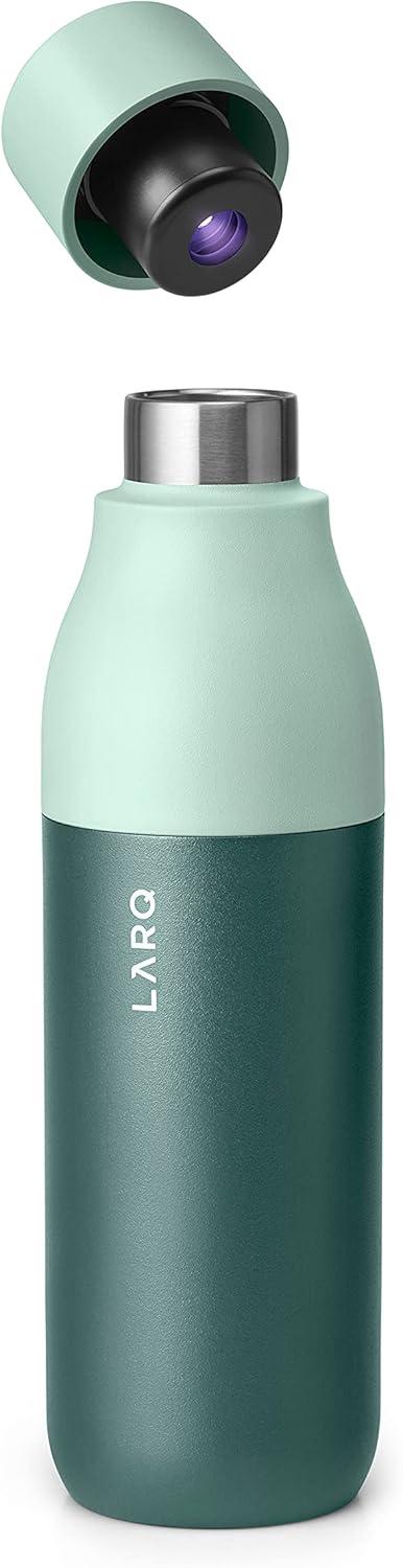 image:imageLARQ Bottle PureVis 17 oz SelfCleaning and Insulated Stainless Steel Water Bottle with UV Water Purifier and Awardwinning Design Reusable amp Travel Friendly Monaco BlueEucalyptus Green