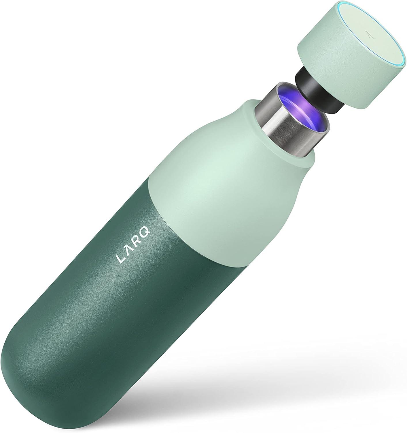 image:imageLARQ Bottle PureVis 17 oz SelfCleaning and Insulated Stainless Steel Water Bottle with UV Water Purifier and Awardwinning Design Reusable amp Travel Friendly Monaco BlueEucalyptus Green
