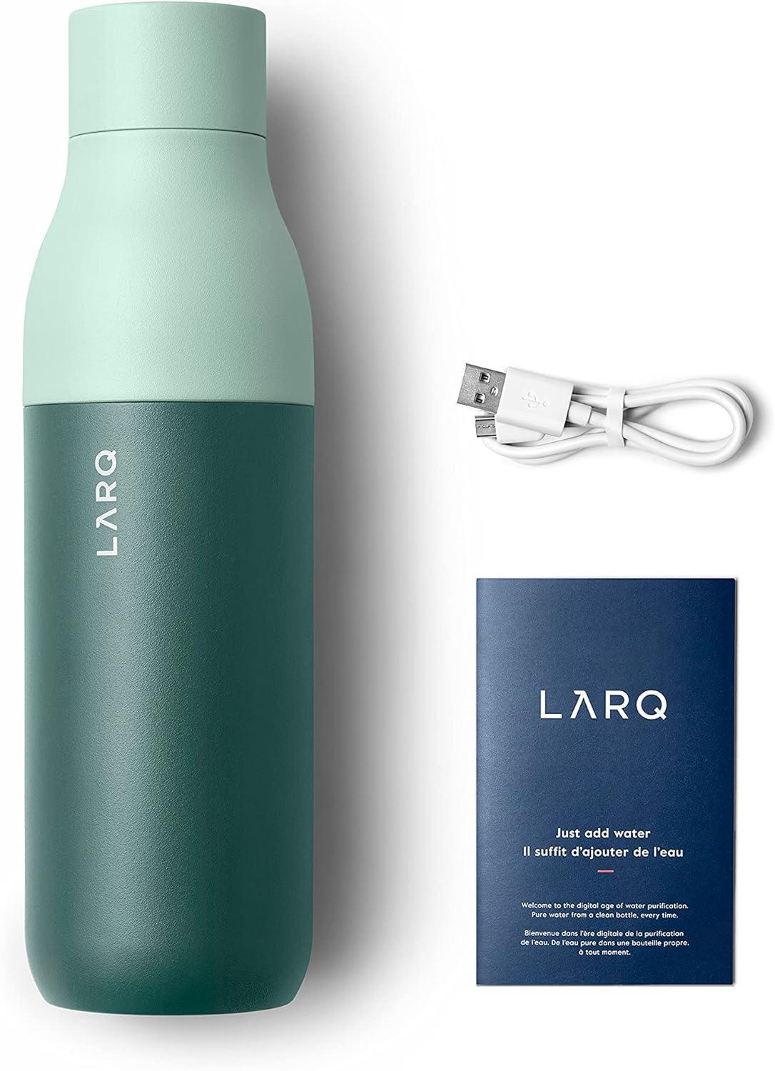 image:imageLARQ Bottle PureVis 17 oz SelfCleaning and Insulated Stainless Steel Water Bottle with UV Water Purifier and Awardwinning Design Reusable amp Travel Friendly Monaco BlueEucalyptus Green