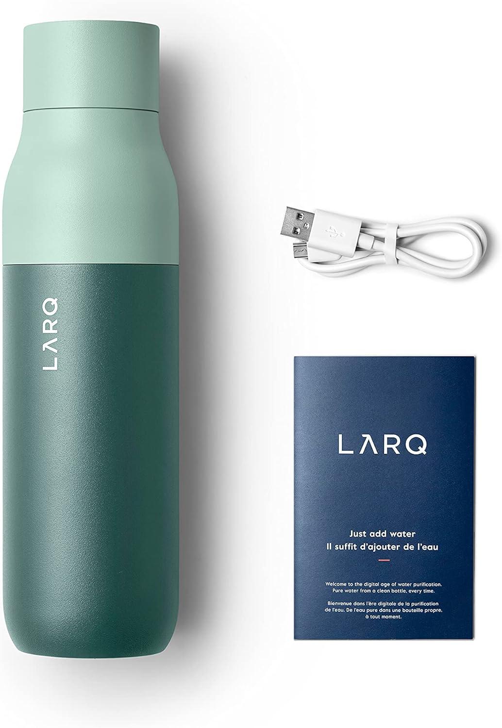 image:imageLARQ Bottle PureVis 17 oz SelfCleaning and Insulated Stainless Steel Water Bottle with UV Water Purifier and Awardwinning Design Reusable amp Travel Friendly Monaco BlueEucalyptus Green