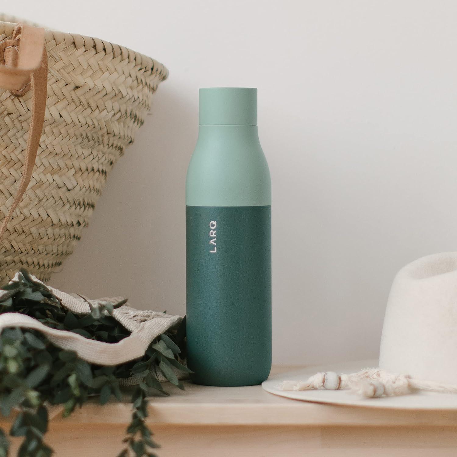 image:imageLARQ Bottle PureVis 17 oz SelfCleaning and Insulated Stainless Steel Water Bottle with UV Water Purifier and Awardwinning Design Reusable amp Travel Friendly Monaco BlueEucalyptus Green