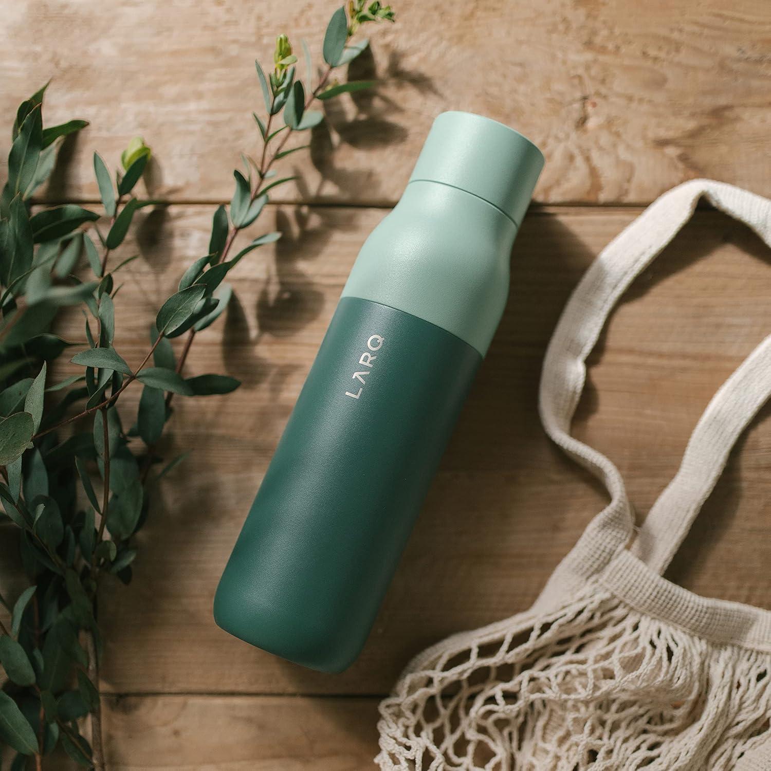 image:imageLARQ Bottle PureVis 17 oz SelfCleaning and Insulated Stainless Steel Water Bottle with UV Water Purifier and Awardwinning Design Reusable amp Travel Friendly Monaco BlueEucalyptus Green