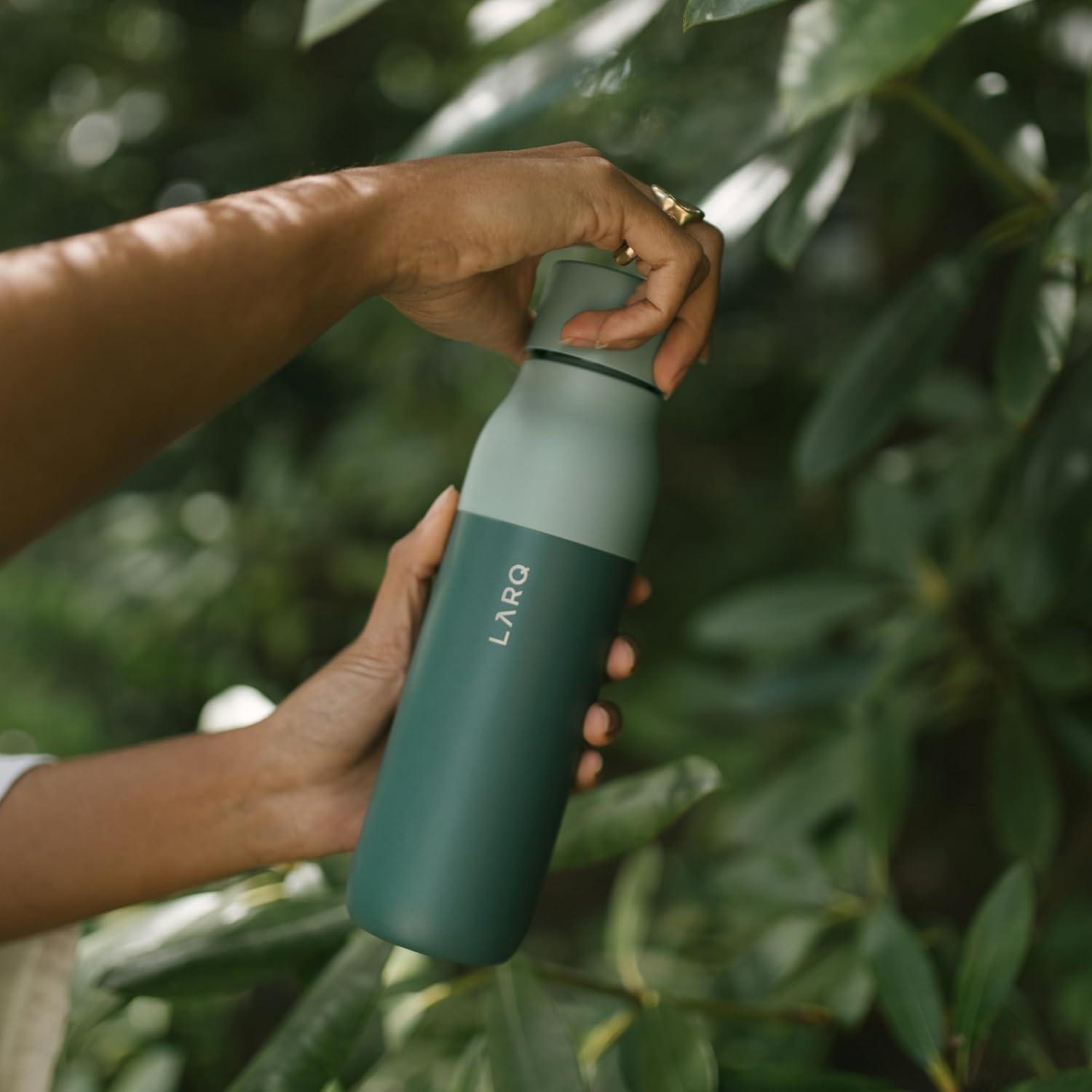 image:imageLARQ Bottle PureVis 17 oz SelfCleaning and Insulated Stainless Steel Water Bottle with UV Water Purifier and Awardwinning Design Reusable amp Travel Friendly Monaco BlueEucalyptus Green