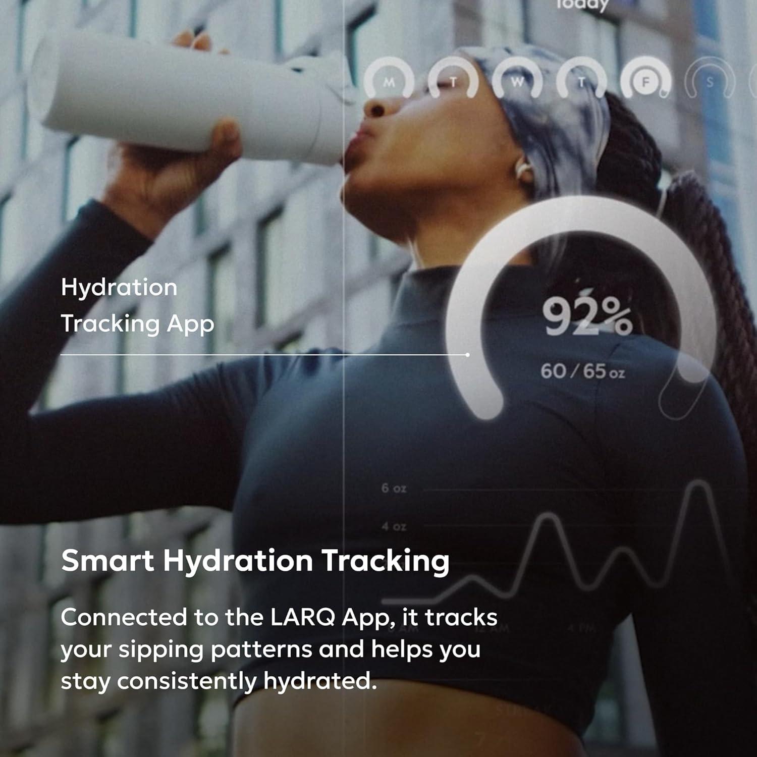 image:imageLARQ Bottle PureVis 2 UV Water Purifier with SelfCleaning App Hydration Tracking Filter Straw Detachable Handle DoubleWall InsulatedMojave Dune