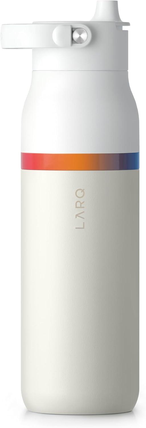 image:imageLARQ Bottle Swig Top 34oz Insulated Stainless Steel Water Bottle With BuiltIn Silicone Handle BPA Free Reusable Water Bottle for Sports Gym and Travel Granite WhiteAmber Vittoria Granite White