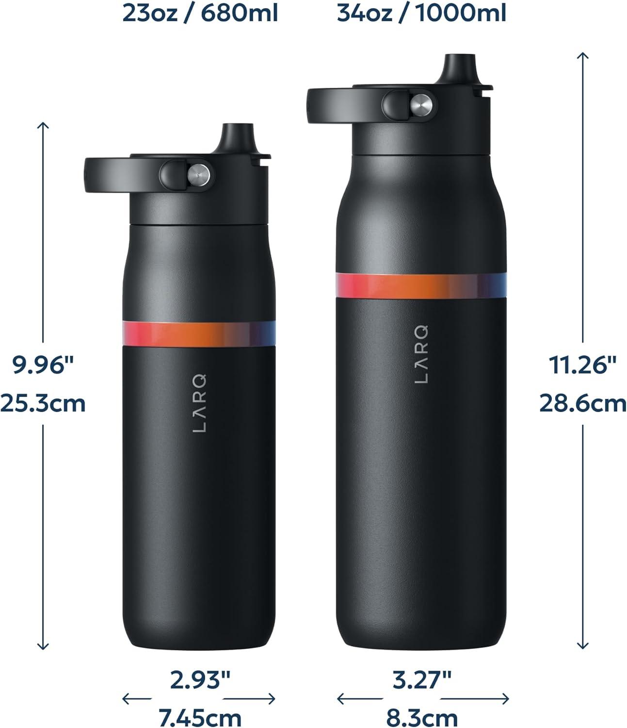 image:imageLARQ Bottle Swig Top 34oz Insulated Stainless Steel Water Bottle With BuiltIn Silicone Handle BPA Free Reusable Water Bottle for Sports Gym and Travel Granite WhiteAmber Vittoria Obsidian Black