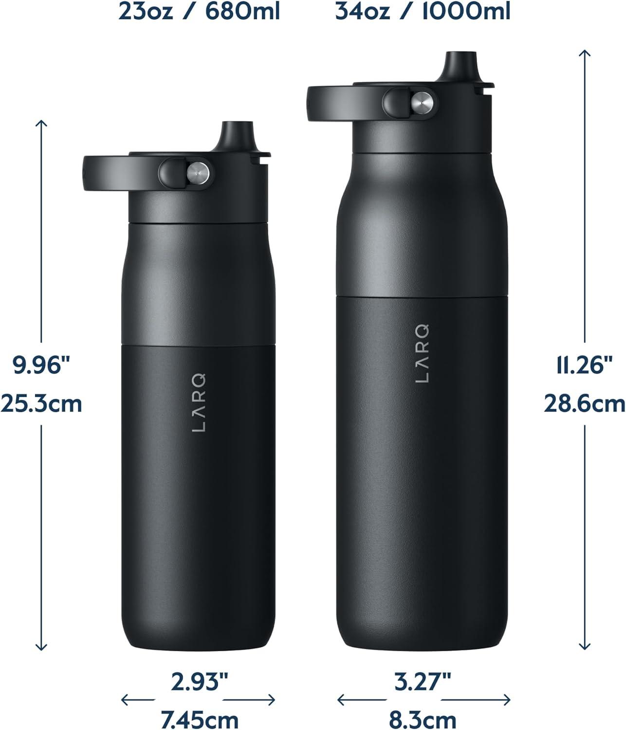 image:imageLARQ Bottle Swig Top 34oz Insulated Stainless Steel Water Bottle With BuiltIn Silicone Handle BPA Free Reusable Water Bottle for Sports Gym and Travel Granite WhiteObsidian Black