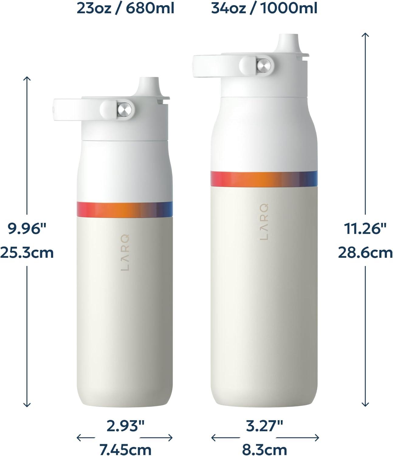 image:imageLARQ Bottle Swig Top 34oz Insulated Stainless Steel Water Bottle With BuiltIn Silicone Handle BPA Free Reusable Water Bottle for Sports Gym and Travel Granite WhiteAmber Vittoria Granite White
