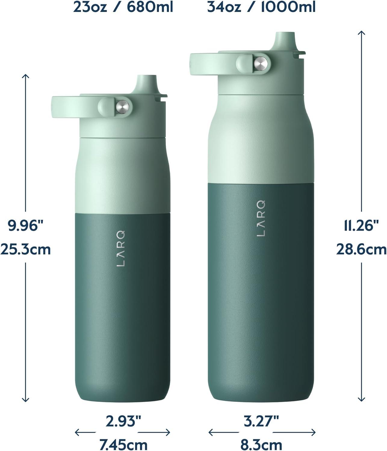 image:imageLARQ Bottle Swig Top 34oz Insulated Stainless Steel Water Bottle With BuiltIn Silicone Handle BPA Free Reusable Water Bottle for Sports Gym and Travel Granite WhiteEucalyptus Green