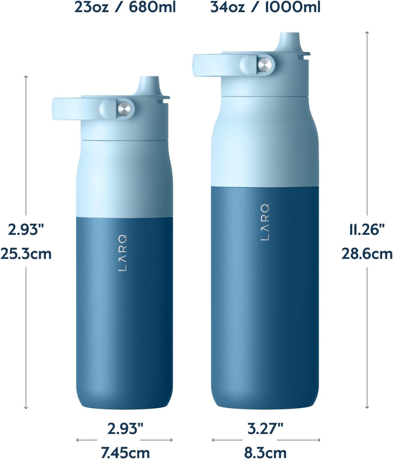 image:imageLARQ Bottle Swig Top 34oz Insulated Stainless Steel Water Bottle With BuiltIn Silicone Handle BPA Free Reusable Water Bottle for Sports Gym and Travel Granite WhiteAmalfi Blue
