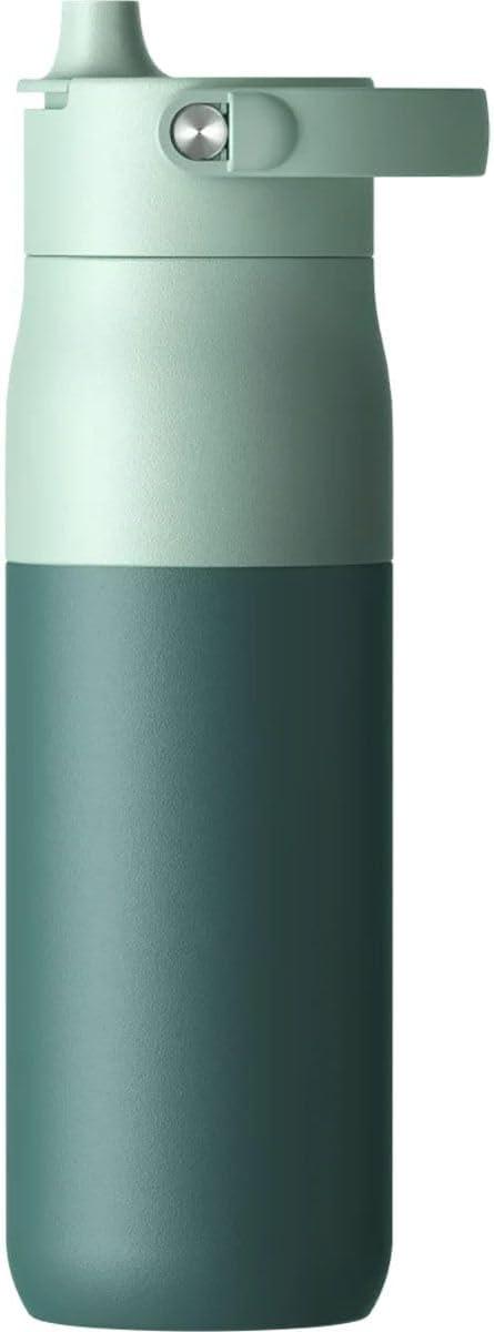 image:imageLARQ Bottle Swig Top 34oz Insulated Stainless Steel Water Bottle With BuiltIn Silicone Handle BPA Free Reusable Water Bottle for Sports Gym and Travel Granite WhiteEucalyptus Green