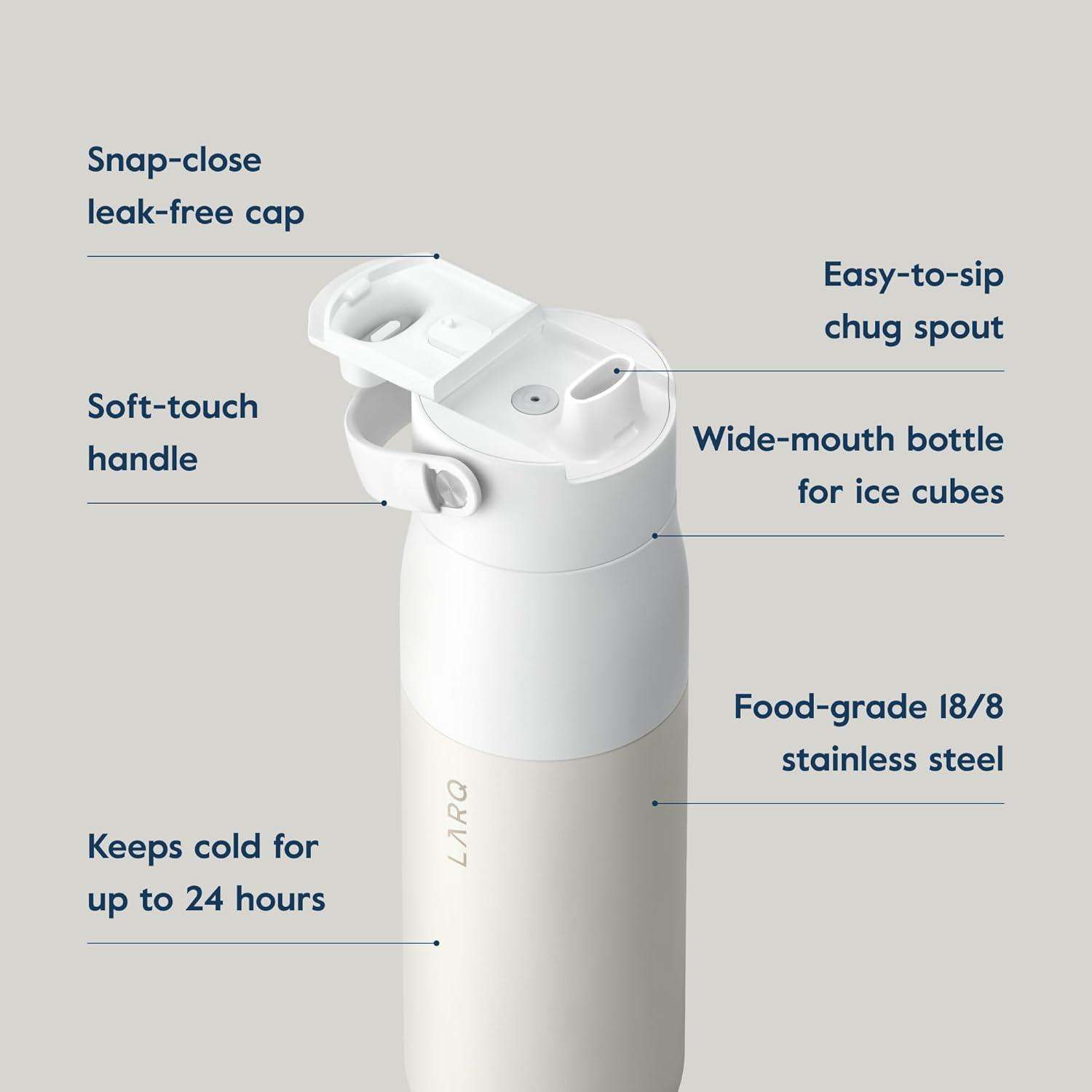 image:imageLARQ Bottle Swig Top 34oz Insulated Stainless Steel Water Bottle With BuiltIn Silicone Handle BPA Free Reusable Water Bottle for Sports Gym and Travel Granite WhiteGranite White