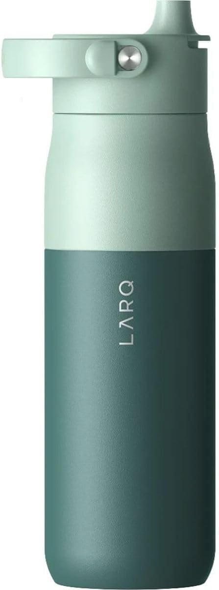 image:imageLARQ Bottle Swig Top 34oz Insulated Stainless Steel Water Bottle With BuiltIn Silicone Handle BPA Free Reusable Water Bottle for Sports Gym and Travel Granite WhiteEucalyptus Green