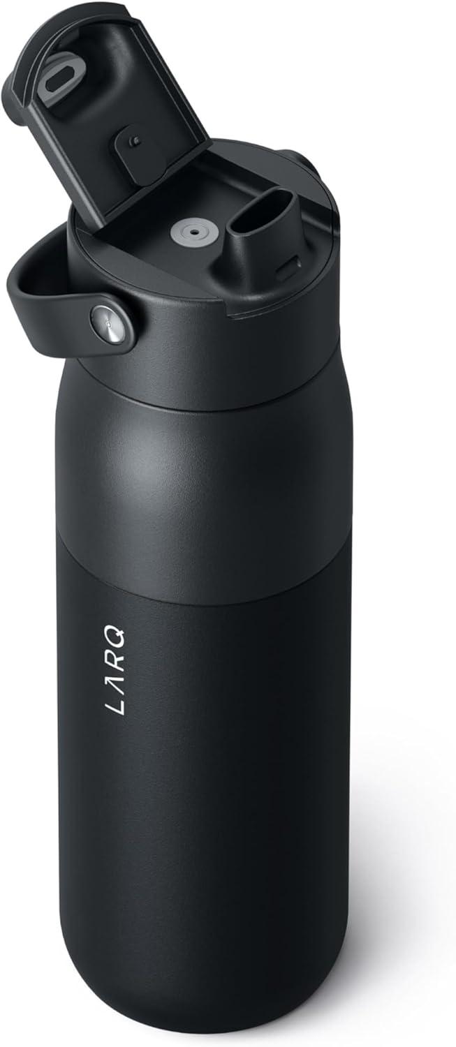 image:imageLARQ Bottle Swig Top 34oz Insulated Stainless Steel Water Bottle With BuiltIn Silicone Handle BPA Free Reusable Water Bottle for Sports Gym and Travel Granite WhiteObsidian Black