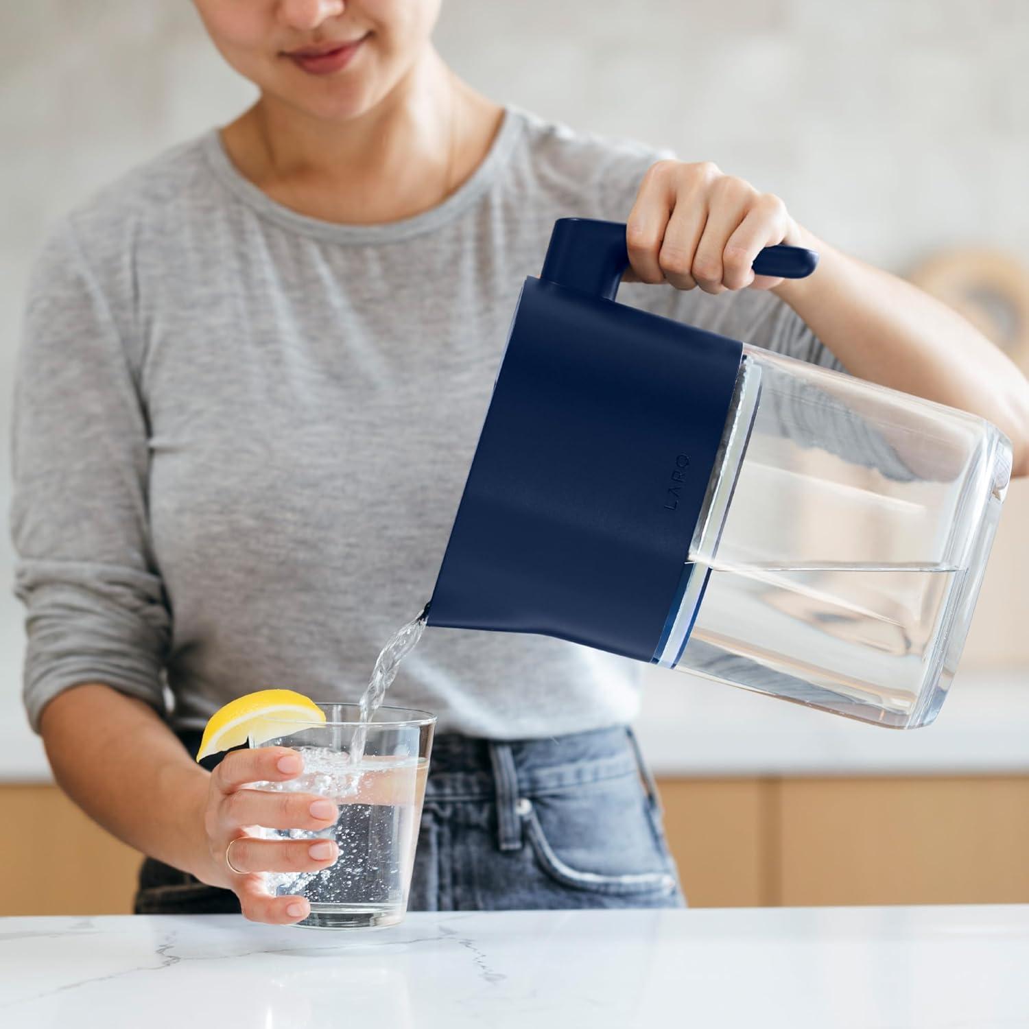 image:imageLARQ PureVis 3in1 Water Pitcher Purifier Filter amp Tracking 8Cup Water Purifier Pitcher with Advanced Filter for Clean amp Crisp Water Removes Chlorine PFAS Lead amp More Monaco BlueMonaco Blue