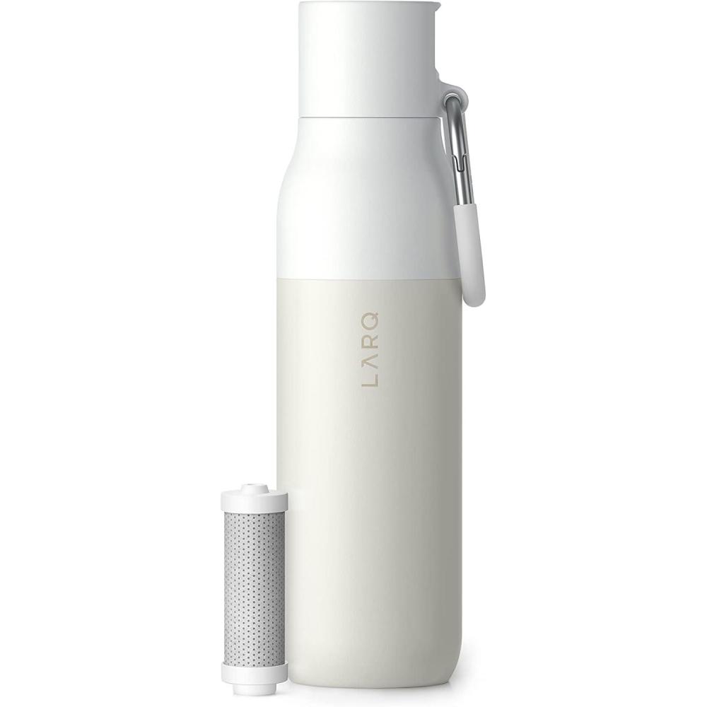 image:imageLARQ Bottle Filtered Insulated Stainless Steel Water Bottle BPA Free with Nano Zero Technology and LongLasting Filters Obsidian Black 25ozGranite White