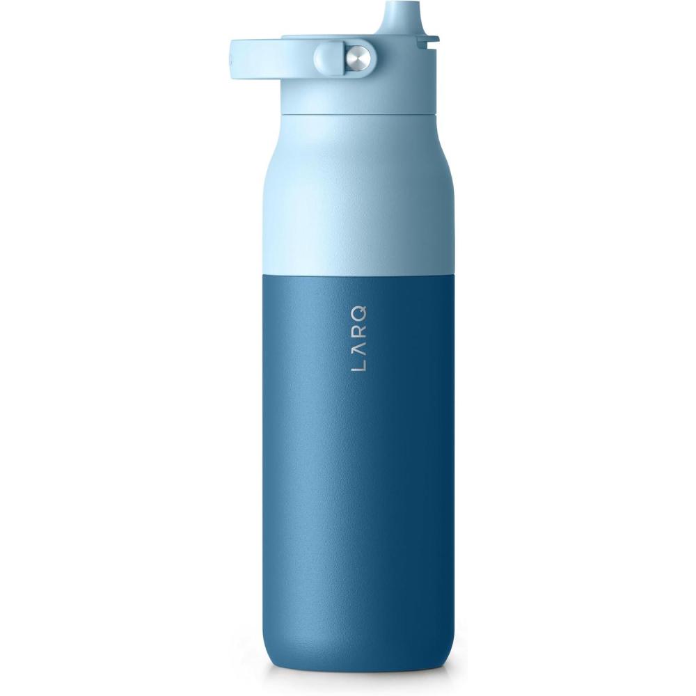 image:imageLARQ Bottle Swig Top 34oz  Insulated Stainless Steel Water Bottle With BuiltIn Silicone Handle  BPA Free  Reusable Water Bottle for Sports Gym and Travel Granite WhiteAmalfi Blue