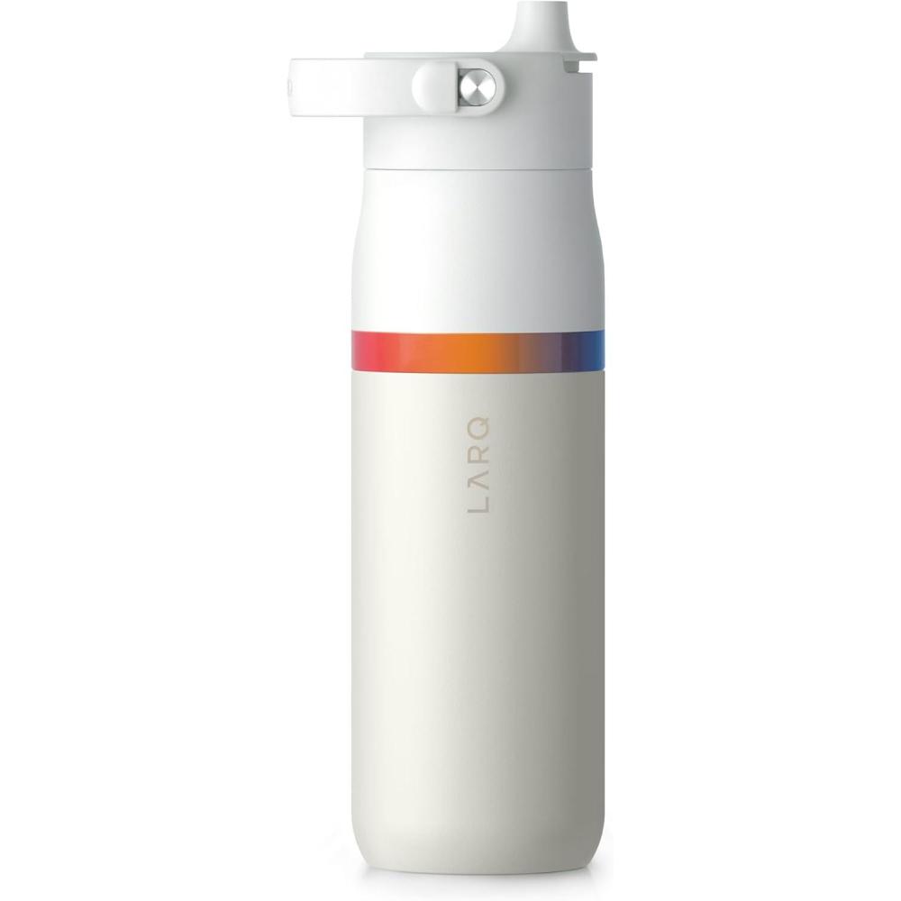 image:imageLARQ Bottle Swig Top 34oz Insulated Stainless Steel Water Bottle With BuiltIn Silicone Handle BPA Free Reusable Water Bottle for Sports Gym and Travel Granite WhiteAmber Vittoria Granite White