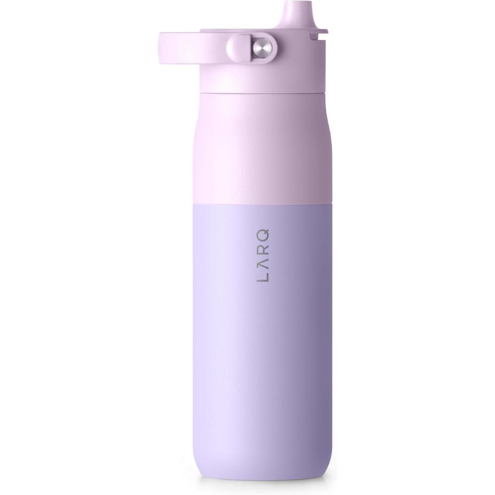 image:imageLARQ Bottle Swig Top 34oz  Insulated Stainless Steel Water Bottle With BuiltIn Silicone Handle  BPA Free  Reusable Water Bottle for Sports Gym and Travel Granite WhiteLuberon Lavender