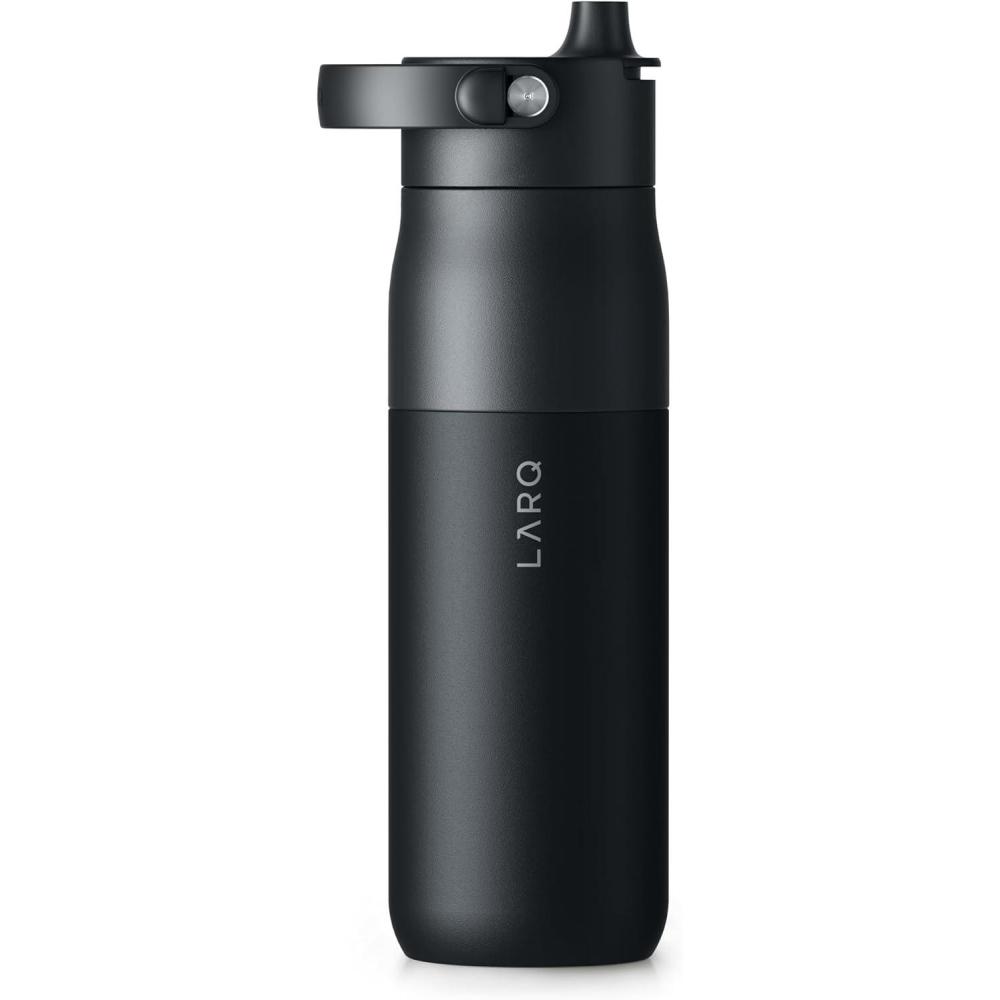 image:imageLARQ Bottle Swig Top 34oz  Insulated Stainless Steel Water Bottle With BuiltIn Silicone Handle  BPA Free  Reusable Water Bottle for Sports Gym and Travel Granite WhiteObsidian Black