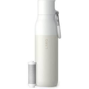 LARQ Bottle Filtered – Insulated Stainless Steel Water Bottle BPA Free with Nano Zero Technology and Long-Lasting Filters, Obsidian Black, 25oz(Granite White)