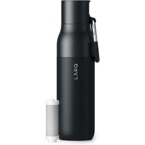 LARQ Bottle Filtered – Insulated Stainless Steel Water Bottle BPA Free with Nano Zero Technology and Long-Lasting Filters, Obsidian Black, 25oz(Obsidian Black)