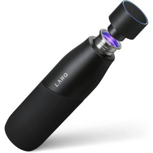 LARQ Bottle Movement PureVis 24 oz – Lightweight Self-Cleaning and Non-Insulated Stainless Steel Water Bottle with UV Water Purifier | Reusable & Travel Friendly, Black/Onyx(Black/Onyx)