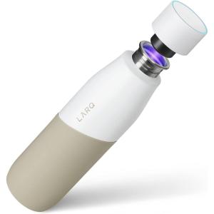 LARQ Bottle Movement PureVis 24 oz – Lightweight Self-Cleaning and Non-Insulated Stainless Steel Water Bottle with UV Water Purifier | Reusable & Travel Friendly, Black/Onyx(White/Dune)