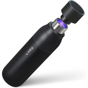 LARQ Bottle PureVis 17 oz – Self-Cleaning and Insulated Stainless Steel Water Bottle with UV Water Purifier and Award-winning Design | Reusable & Travel Friendly, Monaco Blue(Obsidian Black)