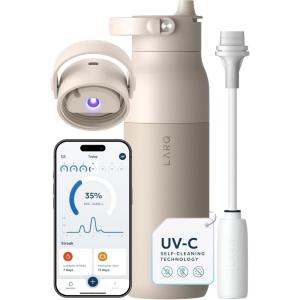 LARQ Bottle PureVis 2 – UV Water Purifier with Self-Cleaning, App Hydration Tracking, Filter Straw, Detachable Handle, Double-Wall Insulated(Mojave Dune)