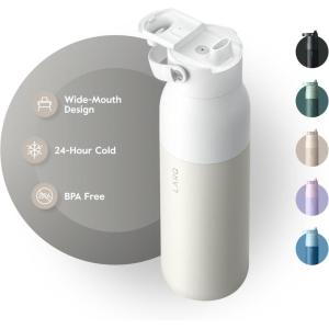 LARQ Bottle Swig Top 34oz – Insulated Stainless Steel Water Bottle With Built-In Silicone Handle | BPA Free | Reusable Water Bottle for Sports, Gym, and Travel, Granite White(Granite White)