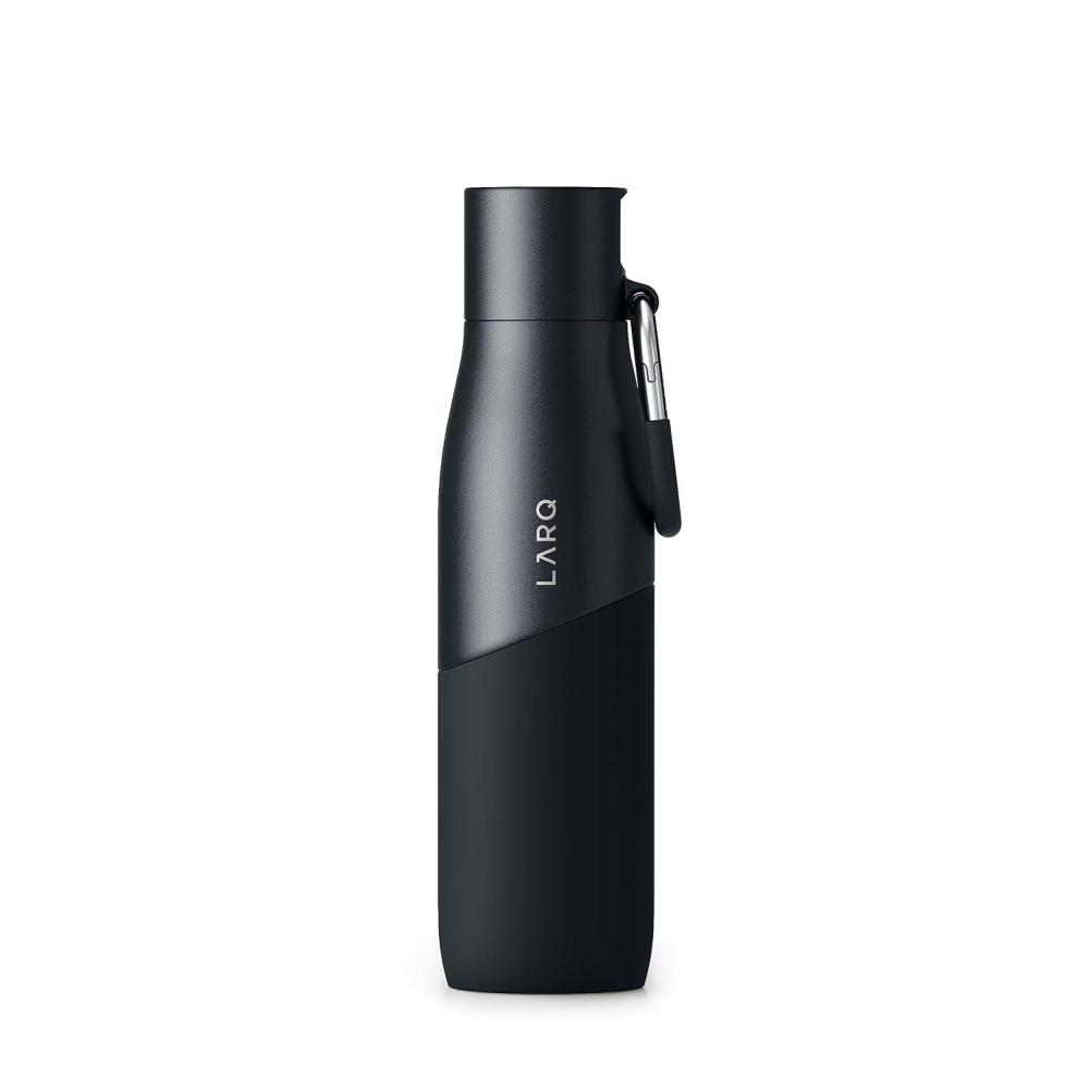 image:imageLARQ Bottle Movement Filtered Lightweight NonInsulated Stainless Steel Water Bottle BPA Free with Nano Zero technology and longlasting filters WhitePebble 24ozBlackOnyx