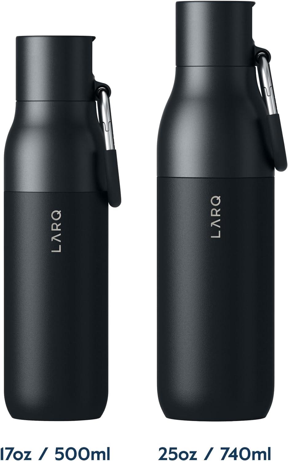 image:imageLARQ Bottle Flip Top 17 oz Reusable Insulated Stainless Steel Water Bottle With Straw BPA Free For Sports Gym and Travel Keep Drinks Cold for 24 Hours Seaside MintObsidian Black