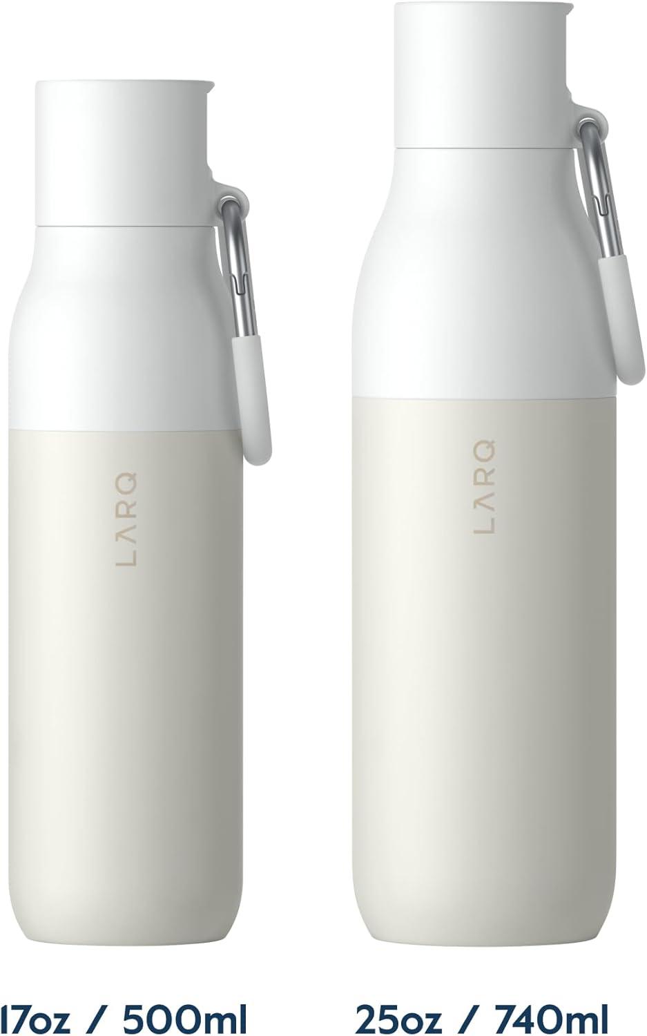 image:imageLARQ Bottle Flip Top 17 oz Reusable Insulated Stainless Steel Water Bottle With Straw BPA Free For Sports Gym and Travel Keep Drinks Cold for 24 Hours Seaside MintGranite White