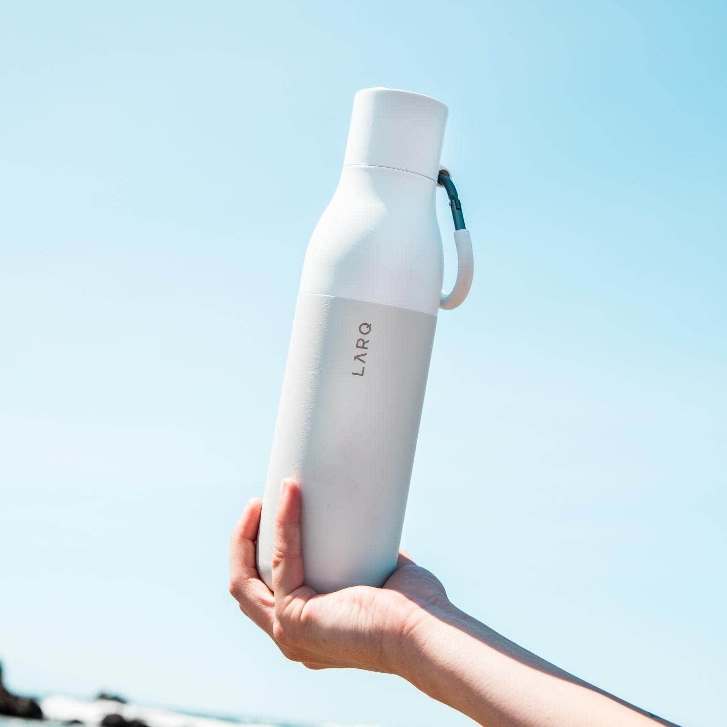 image:imageLARQ Bottle Flip Top 17 oz Reusable Insulated Stainless Steel Water Bottle With Straw BPA Free For Sports Gym and Travel Keep Drinks Cold for 24 Hours Seaside MintGranite White