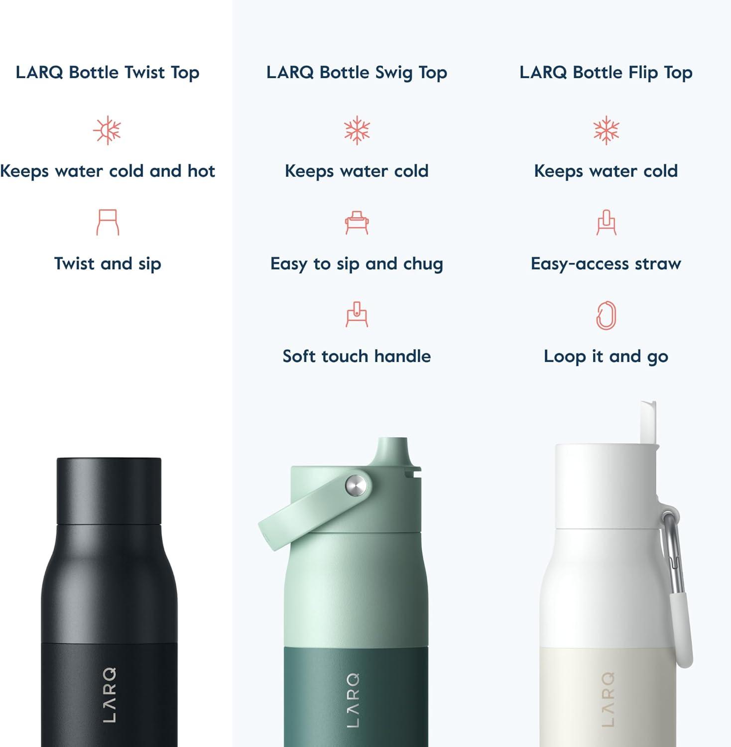 image:imageLARQ Bottle Twist Top 25 oz Insulated Stainless Steel Water Bottle BPA Free Reusable Water Bottle for Camping Office and Travel Keep Drinks Cold and Hot Granite WhiteObsidian Black