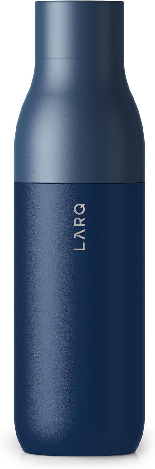 image:imageLARQ Bottle Twist Top 25 oz Insulated Stainless Steel Water Bottle BPA Free Reusable Water Bottle for Camping Office and Travel Keep Drinks Cold and Hot Granite WhiteMonaco Blue
