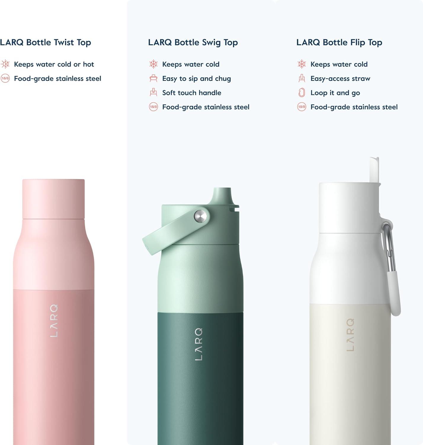 image:imageLARQ Bottle Twist Top 25 oz Insulated Stainless Steel Water Bottle BPA Free Reusable Water Bottle for Camping Office and Travel Keep Drinks Cold and Hot Granite WhiteHimalayan Pink