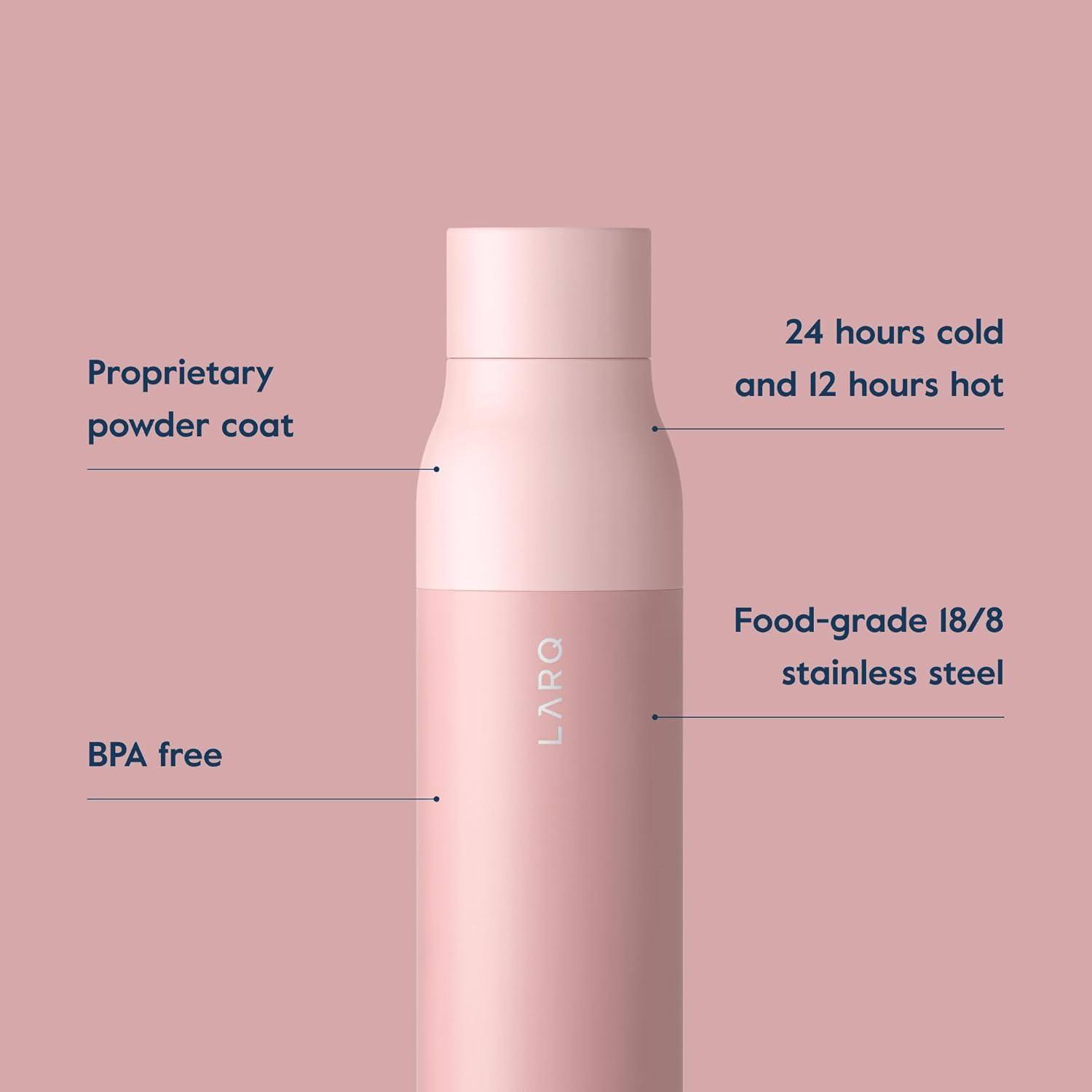 image:imageLARQ Bottle Twist Top 25 oz Insulated Stainless Steel Water Bottle BPA Free Reusable Water Bottle for Camping Office and Travel Keep Drinks Cold and Hot Granite WhiteHimalayan Pink