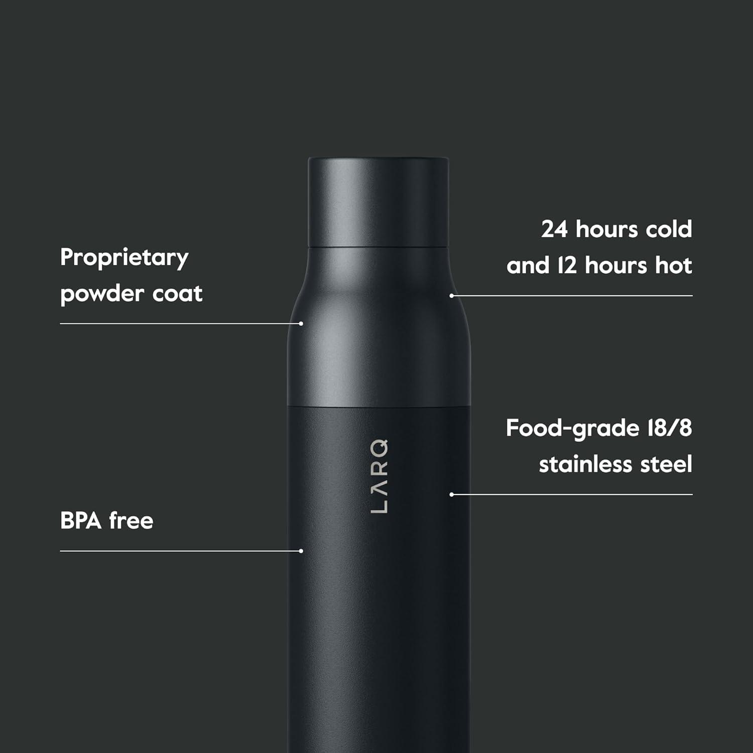 image:imageLARQ Bottle Twist Top 25 oz Insulated Stainless Steel Water Bottle BPA Free Reusable Water Bottle for Camping Office and Travel Keep Drinks Cold and Hot Granite WhiteObsidian Black