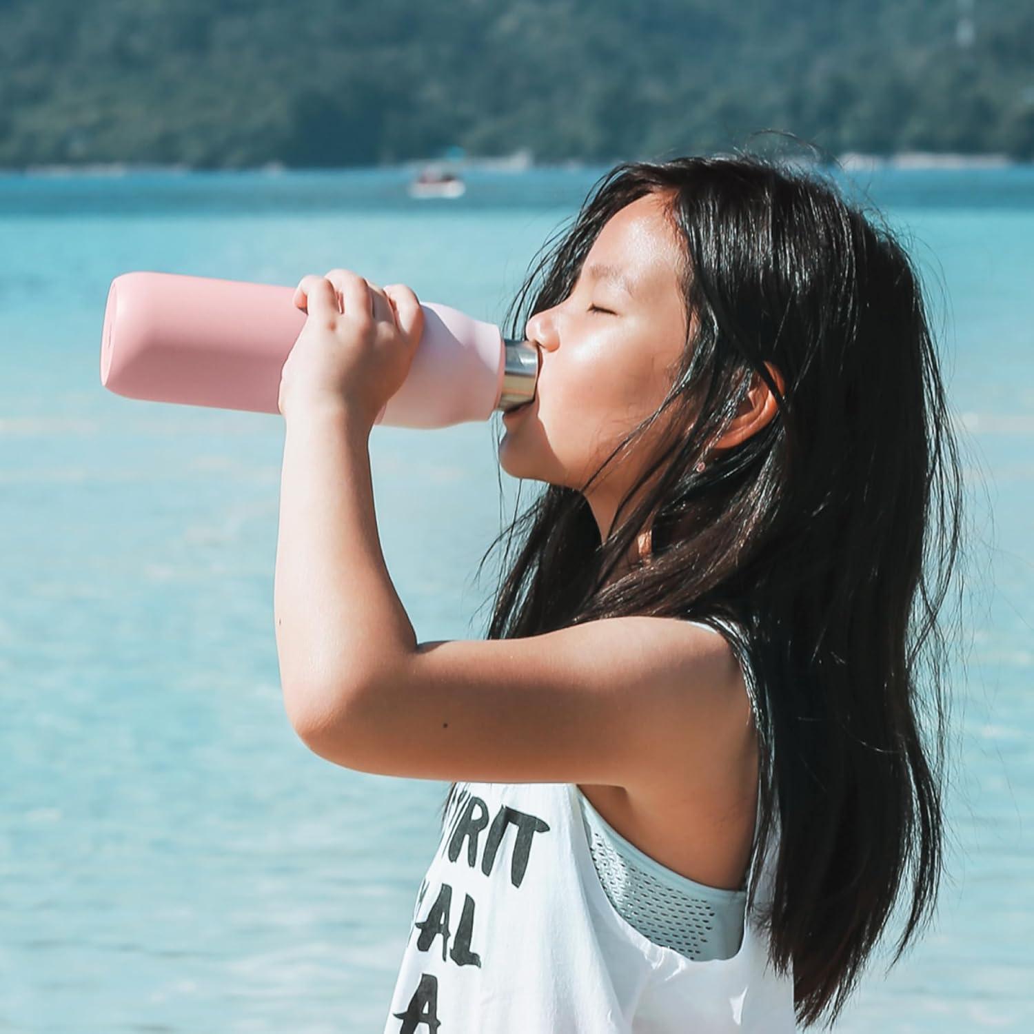 image:imageLARQ Bottle Twist Top 25 oz Insulated Stainless Steel Water Bottle BPA Free Reusable Water Bottle for Camping Office and Travel Keep Drinks Cold and Hot Granite WhiteHimalayan Pink
