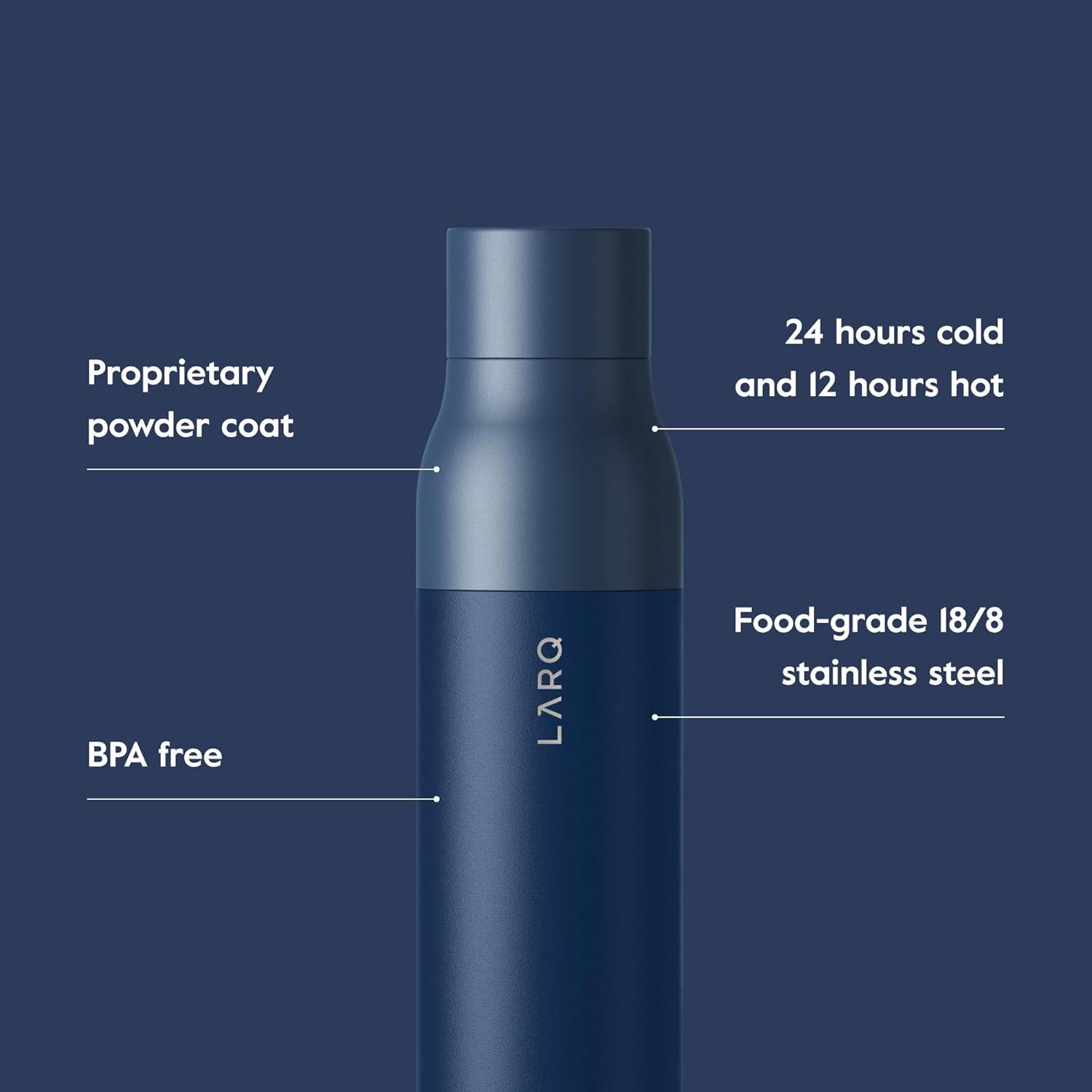 image:imageLARQ Bottle Twist Top 25 oz Insulated Stainless Steel Water Bottle BPA Free Reusable Water Bottle for Camping Office and Travel Keep Drinks Cold and Hot Granite WhiteMonaco Blue
