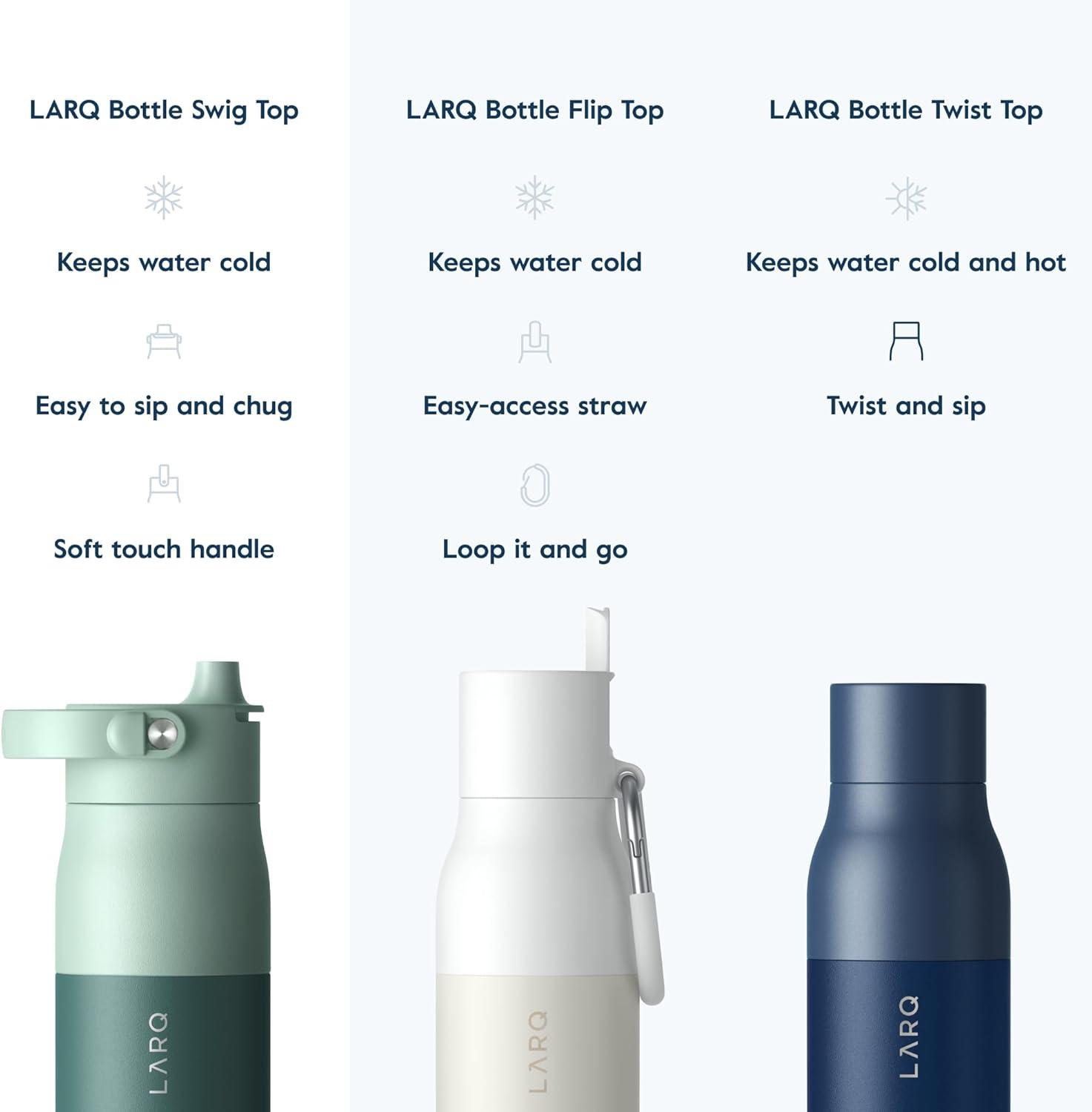 image:imageLARQ Holiday Swig Set Bottle Swig Top 23oz Eucalyptus Green Filter Straw