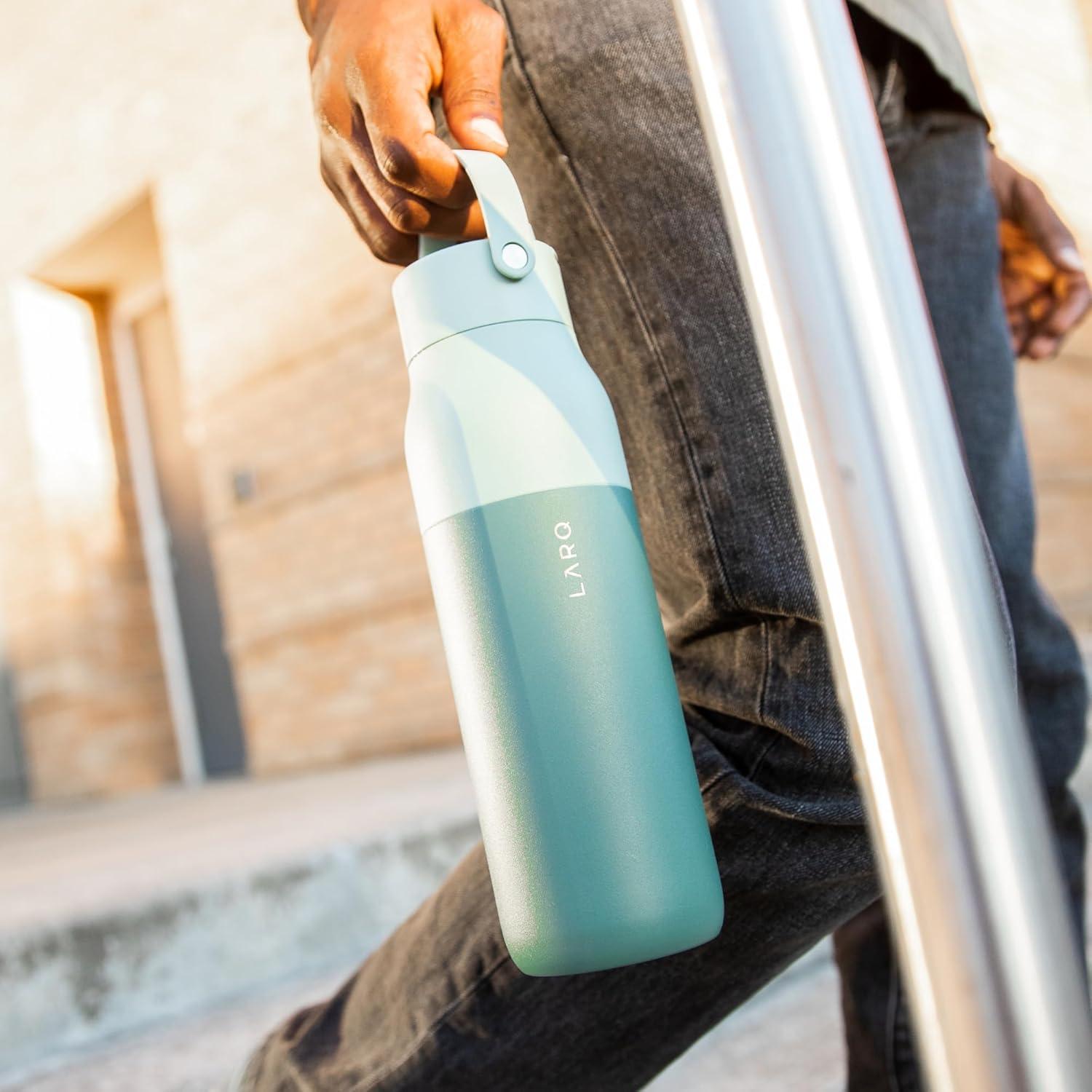 image:imageLARQ Holiday Swig Set Bottle Swig Top 34oz Eucalyptus Green Filter Straw