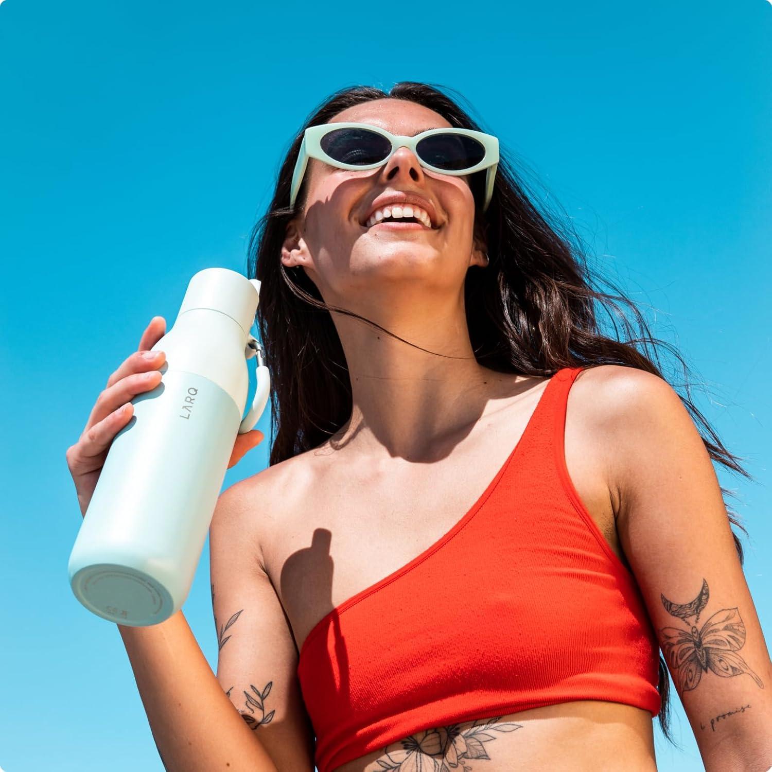 image:imageLARQ Holiday Swig Set Bottle Swig Top 34oz Granite White Filter Straw