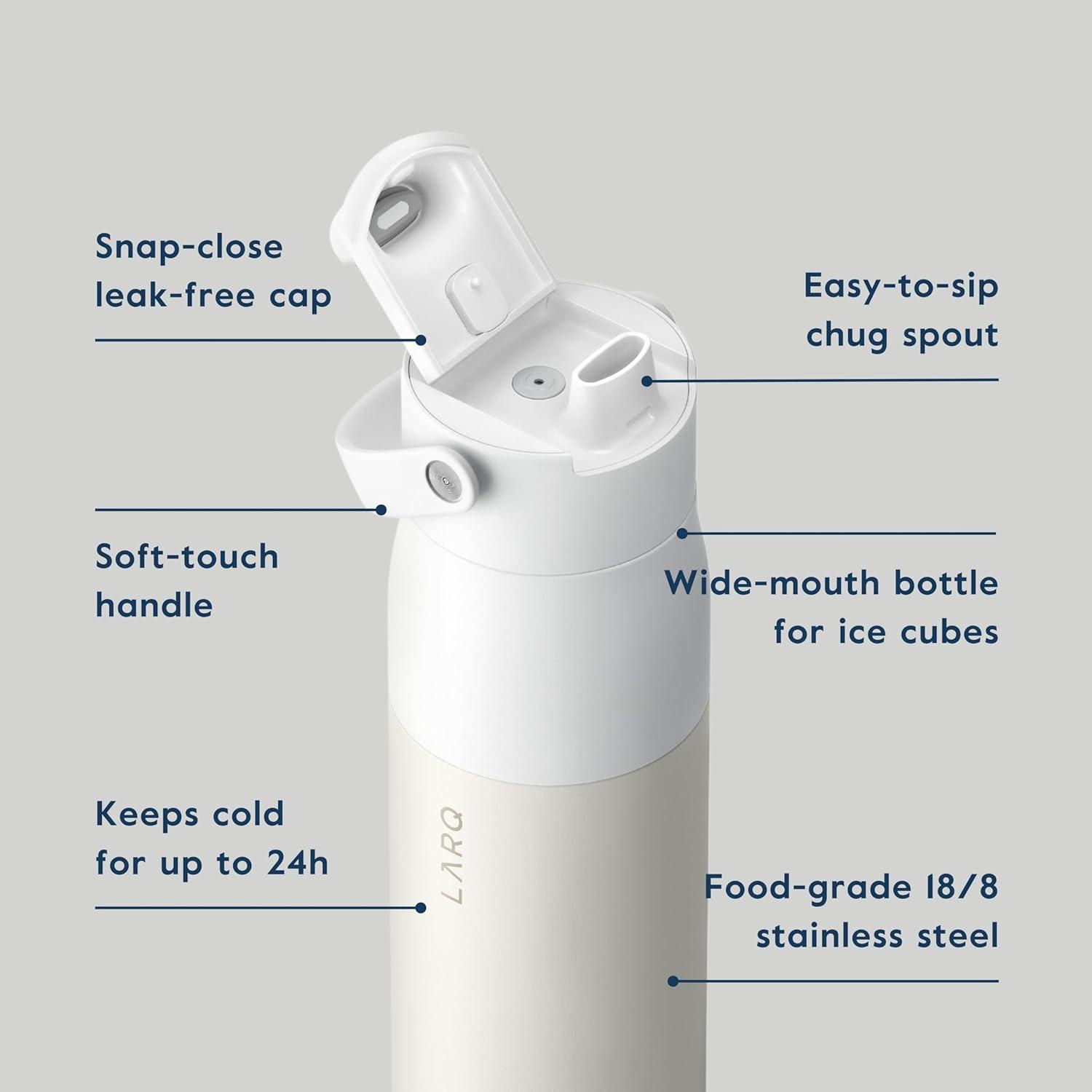image:imageLARQ Holiday Swig Set Bottle Swig Top 34oz Granite White Filter Straw