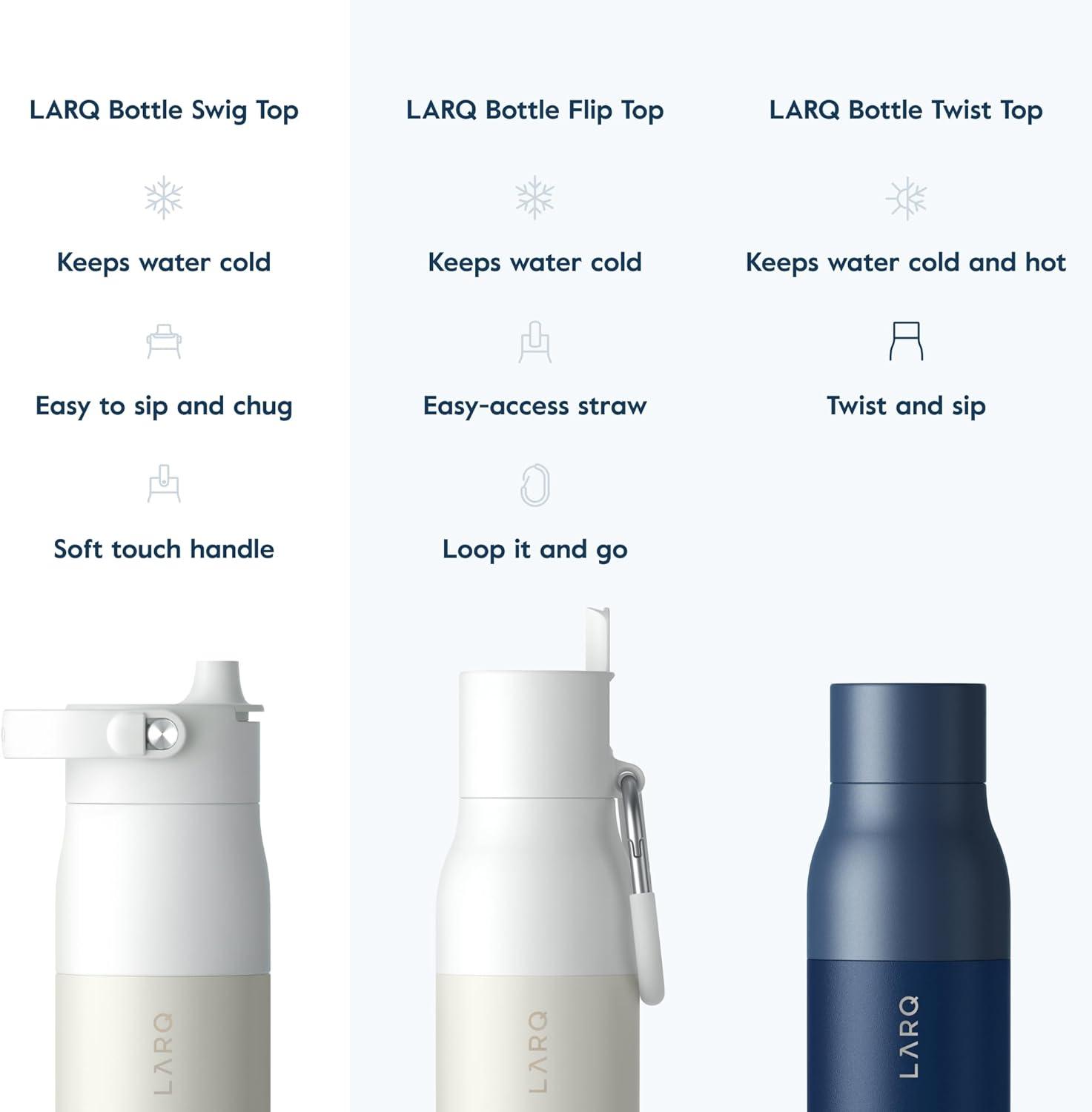 image:imageLARQ Holiday Swig Set Bottle Swig Top 34oz Granite White Filter Straw